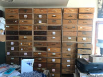 The 90 Drawers Walt built to store the HZ1AB  QSL-collecton
