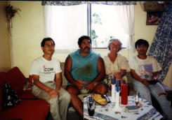 Hiro VR6BB, Brian Young VR6BX, Kari Boye Young VR6KY and Nob VR6JJ in Kari and Brian's home.