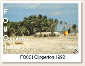 QSL kaart van de tweede grote DX-peditie naar Clipperton Eiland. FO0CI