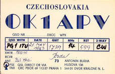Czechoslovakia QSO,first time the PG1 prefix was used